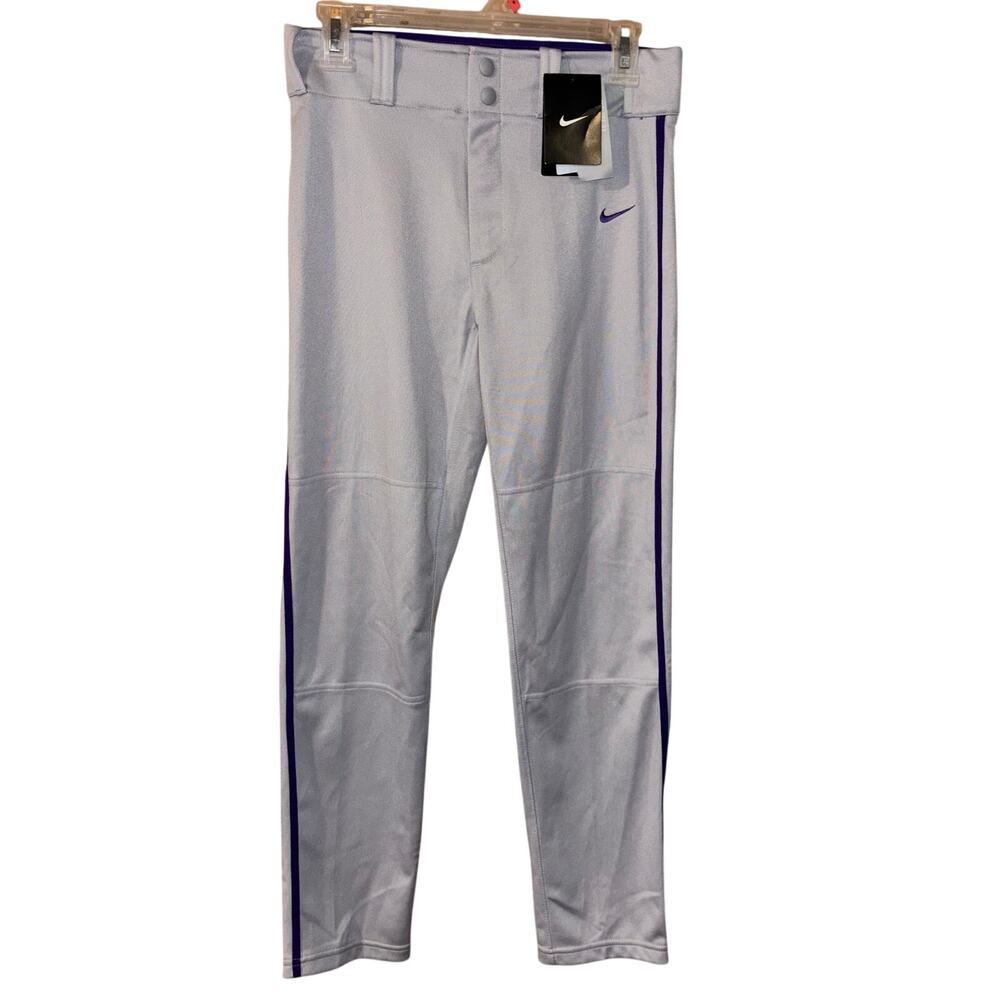 Nike Swingman dri-fit boys’ baseball pants gray and purple NWT (size large)